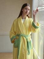 Ultra Soft Dopamine Stripe Bathrobe - 100% Organic Long-stapled Cotton - The Peony Haus