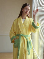 Ultra Soft Dopamine Stripe Bathrobe - 100% Organic Long-stapled Cotton - The Peony Haus
