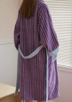 Ultra Soft Dopamine Stripe Bathrobe - 100% Organic Long-stapled Cotton - The Peony Haus