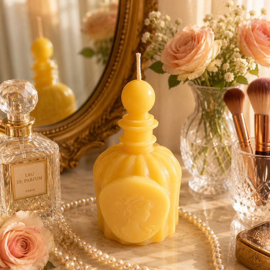 Vintage Perfume Bottle Beeswax Candle