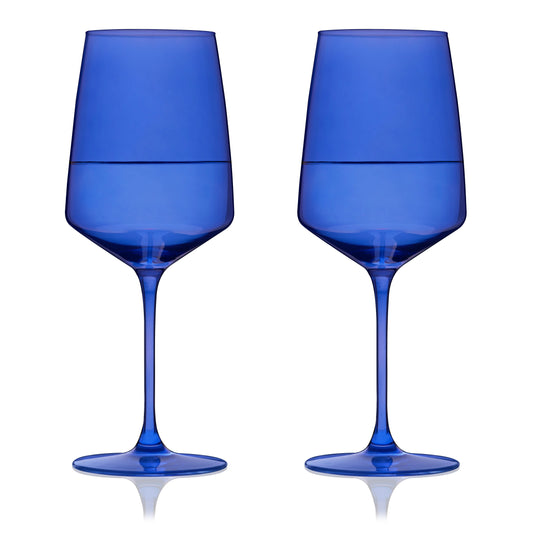 Reserve Nouveau Crystal Wine Glasses in Cobalt Set of 2