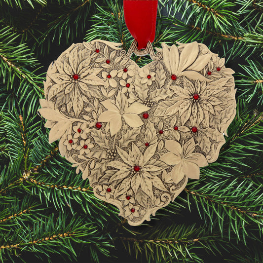Seasons of Love- Winter Floral Heart Ornament (Bronze)