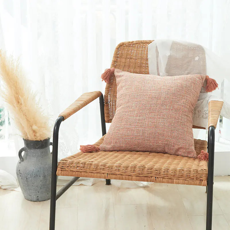 Thick Cotton Linen Striped Fringe Pillow Covers (In Stock)