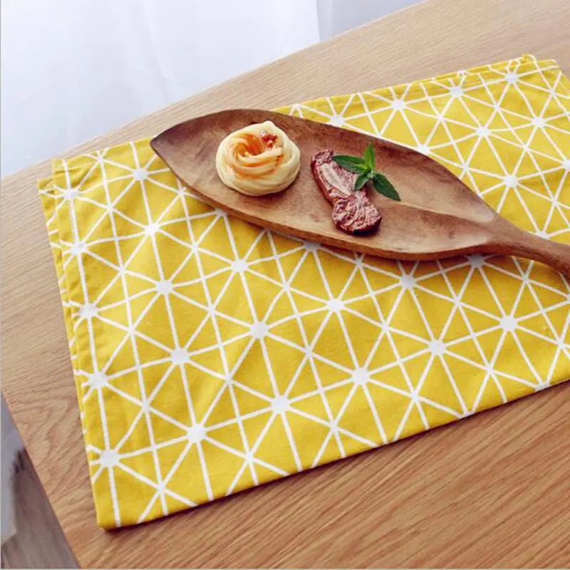 European Style Plaid Cotton-Linen Square Placemats