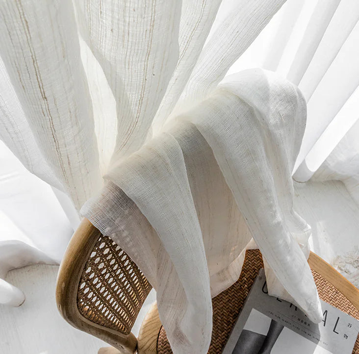 Japanese Nordic Cotton Linen Sheer Curtains for Balcony