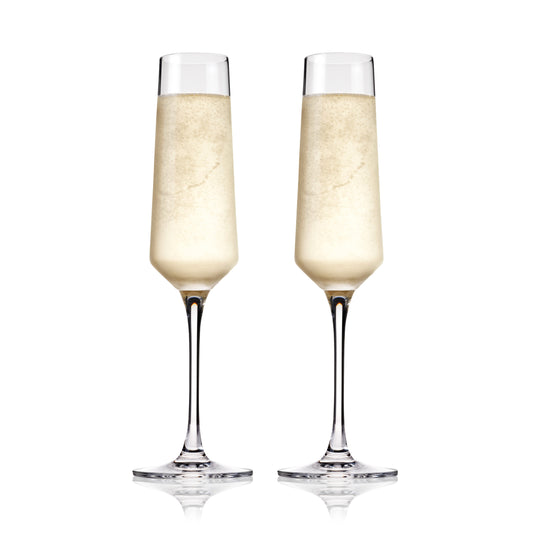 Raye Angled Crystal Champagne Flutes Set of 2