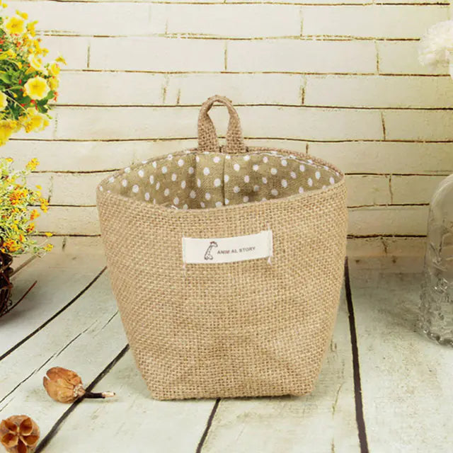 Cotton Linen Flower Pot Hanging Storage Bag