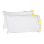 400TC Cotton Scallop Embroidery & Border Sateen Solid Sheet Set