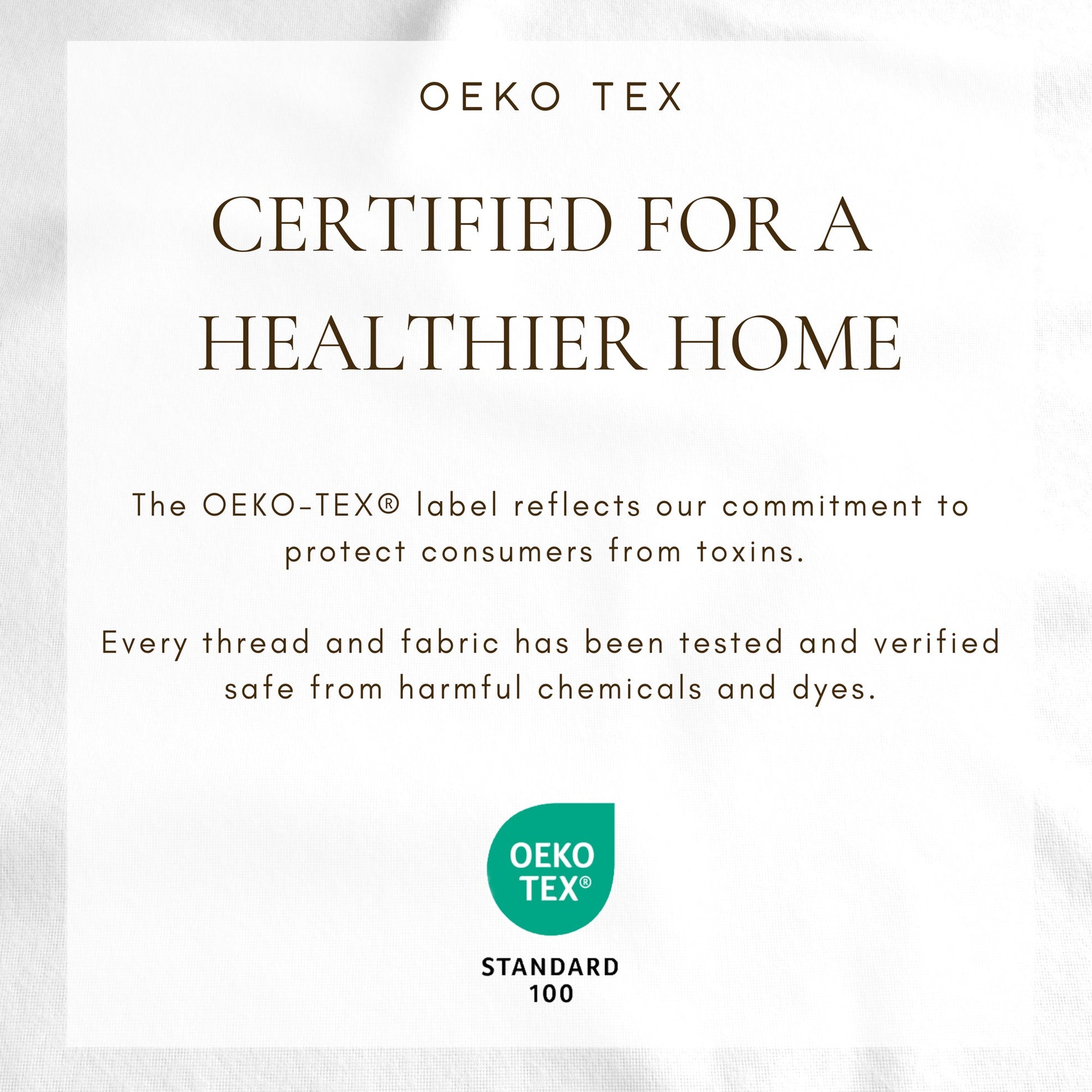 Oeko-Tex certification banner on a white background