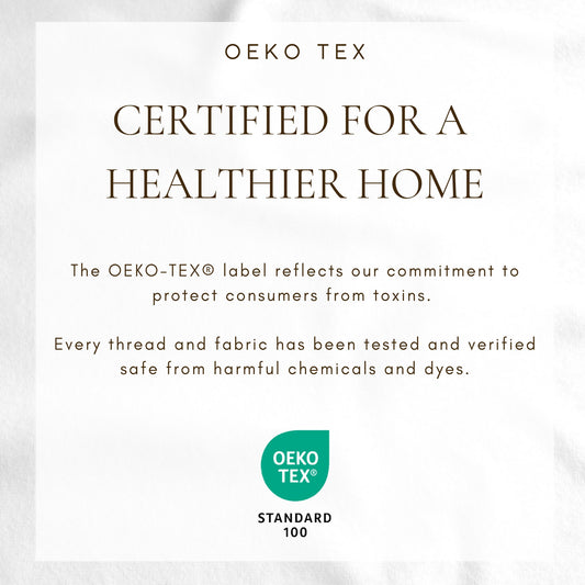Oeko-Tex certification banner on a white background